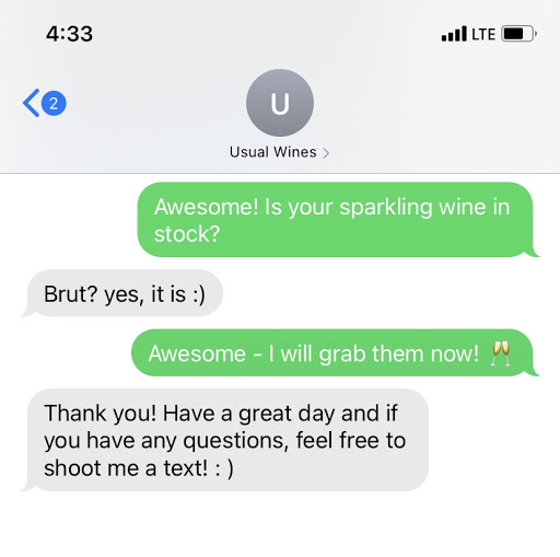 Texts From Usual Wines build customer loyalty